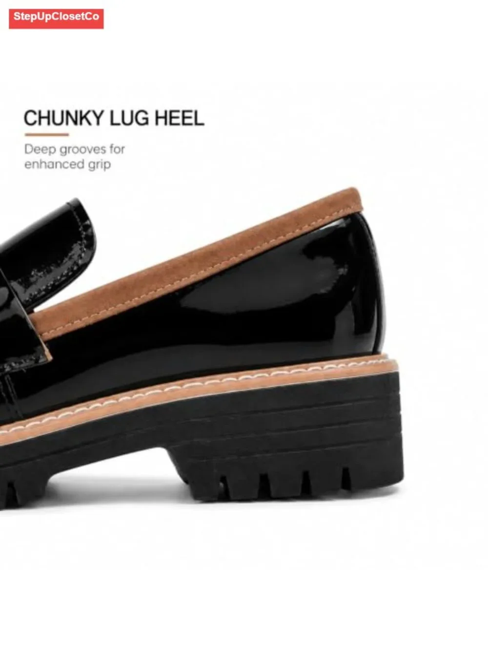 Patent Leather Lug Sole Loafers Slip On Platform Penny Shoes Women's